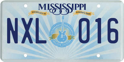 MS license plate NXL016