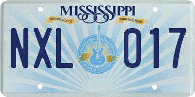 MS license plate NXL017