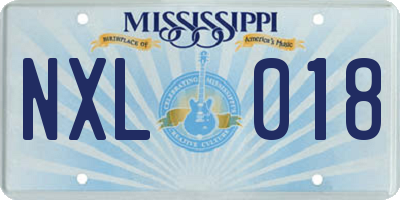 MS license plate NXL018