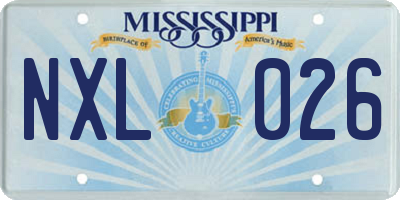 MS license plate NXL026