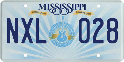 MS license plate NXL028