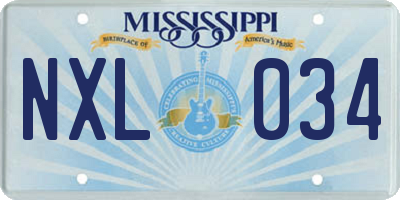 MS license plate NXL034