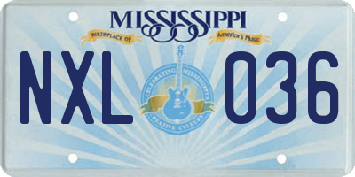 MS license plate NXL036