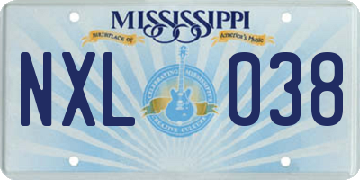 MS license plate NXL038