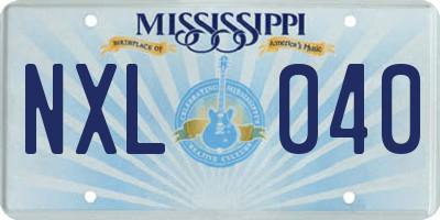 MS license plate NXL040