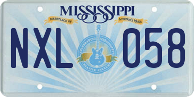MS license plate NXL058