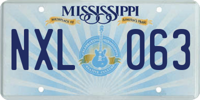 MS license plate NXL063