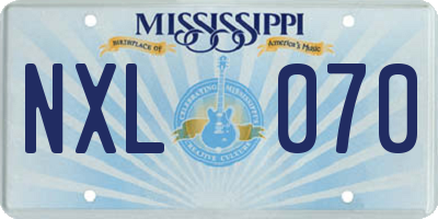 MS license plate NXL070