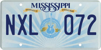 MS license plate NXL072