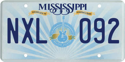 MS license plate NXL092