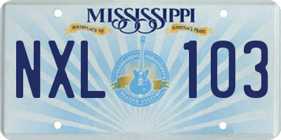 MS license plate NXL103