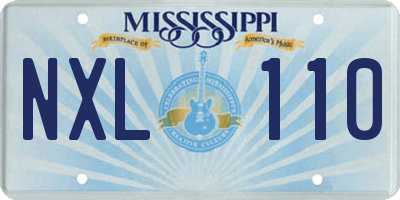 MS license plate NXL110