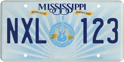 MS license plate NXL123