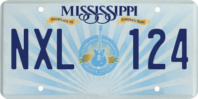 MS license plate NXL124