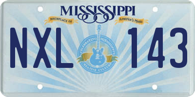 MS license plate NXL143
