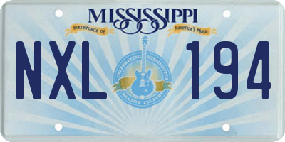 MS license plate NXL194