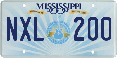 MS license plate NXL200