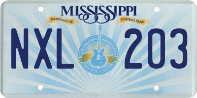 MS license plate NXL203