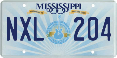 MS license plate NXL204