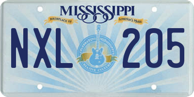 MS license plate NXL205