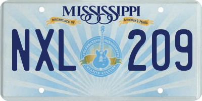 MS license plate NXL209
