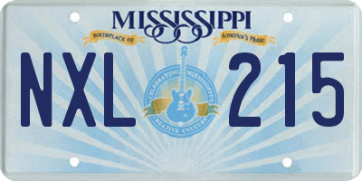MS license plate NXL215