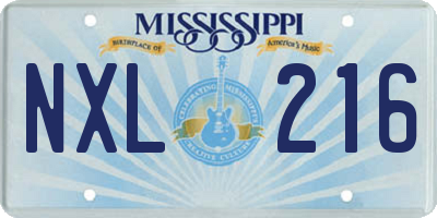 MS license plate NXL216