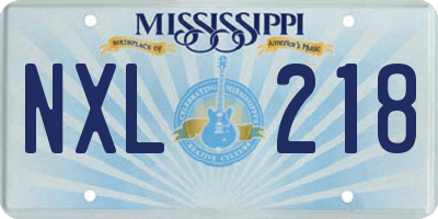 MS license plate NXL218