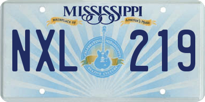 MS license plate NXL219