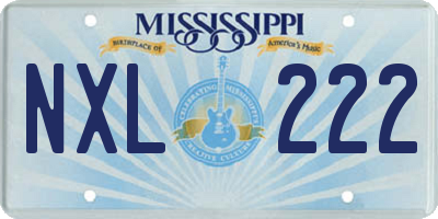 MS license plate NXL222