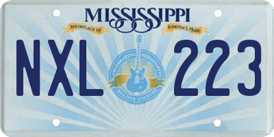 MS license plate NXL223