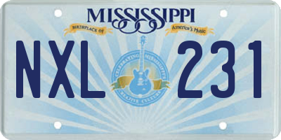 MS license plate NXL231