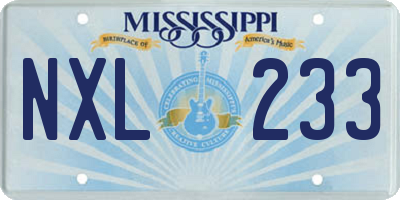 MS license plate NXL233