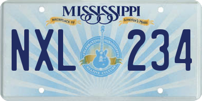 MS license plate NXL234