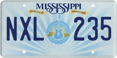 MS license plate NXL235