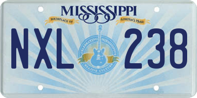 MS license plate NXL238