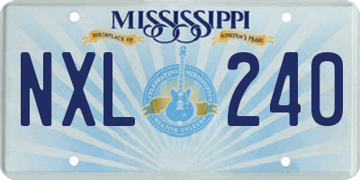 MS license plate NXL240