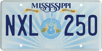 MS license plate NXL250