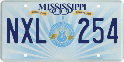 MS license plate NXL254