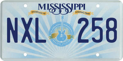 MS license plate NXL258