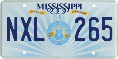 MS license plate NXL265