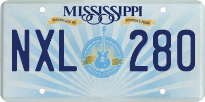 MS license plate NXL280