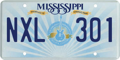 MS license plate NXL301