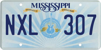 MS license plate NXL307