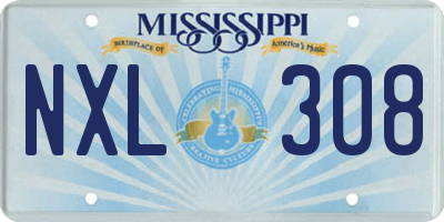 MS license plate NXL308