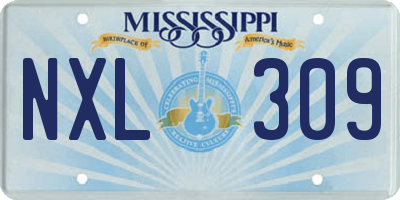 MS license plate NXL309