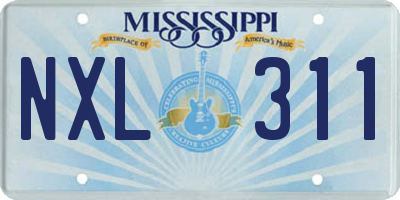 MS license plate NXL311