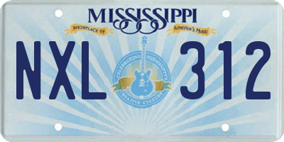MS license plate NXL312