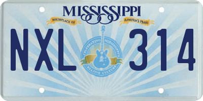 MS license plate NXL314