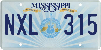 MS license plate NXL315